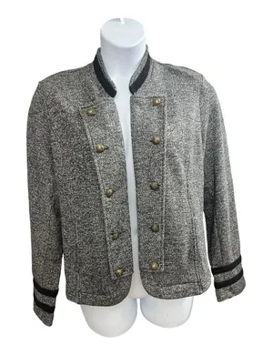 Tommy Hilfiger Grey Napoleon Military Jacket Women Size XL Open Blazer thumbnail 1
