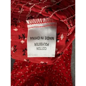 White Fox Mini Dress‎ Women Small Red Floral Smocked Off Shoulder Tie Front thumbnail 6