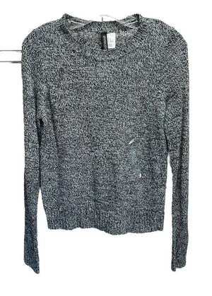 Divided H&M Black/White Sweater Round Neck Long Sleeve Size XS Ribbed‎ thumbnail 1