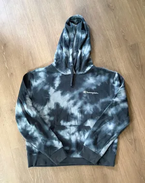 Champion Tie-Dye Hoodie in Black & Gray thumbnail 1