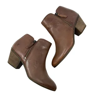 Frye‎ Judith Double-Zip Leather Ankle Boots Booties Brown Size US 9 thumbnail 1