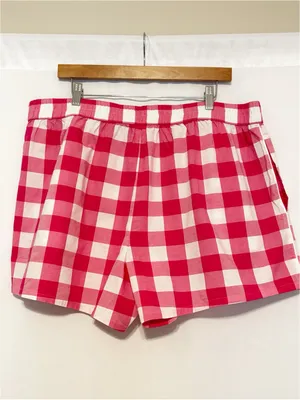 Lands' End Poplin Sleep Boxer Shorts size XL NWT Hot Pink‎ Gingham thumbnail 4