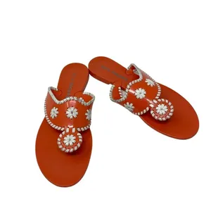 Jack Rogers Navajo Jelly Flat Sandals Orange White Flip Flop Size 7‎ thumbnail 2