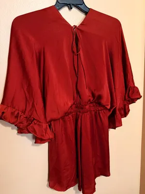 Glam Flowy Burnt Orange Romper  thumbnail 6