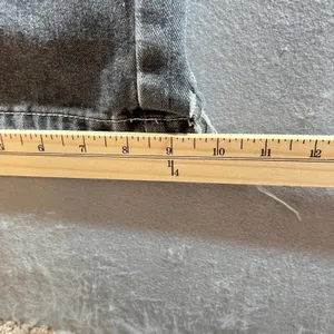 845‎ | Y2K Gray Wide Leg Jeans White Tribal Embroidered Graphic Raw Hem Size 31 thumbnail 5