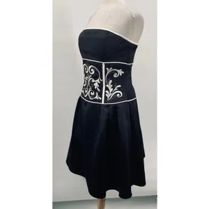 Vintage Y2k Jessica McClintock Satin Cocktail Dress Strapless Fit & Flare Black thumbnail 8