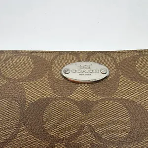 Coach Signature C Zip Around Brown Coated Canvas Wallet thumbnail 2