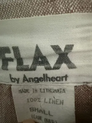 Flax by Angelheart long sleeve 100% linen button down shirt size small . thumbnail 5