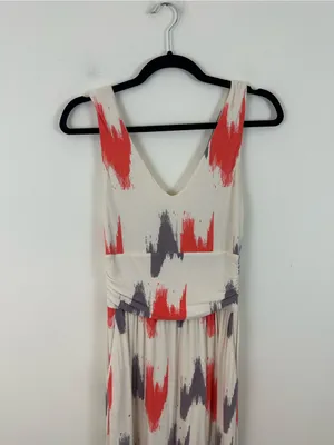 Anthropologie Maeve Sabine Maxi Dress Cream Gray Patterned Small Women's thumbnail 3