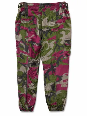 Marrakech Silky Cargo Pants 31 Pink Green Camo Utility Autumn Boho thumbnail 3