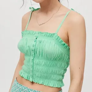 NEW Urban Outfitters Tulla Smocked Green Cami Top Women’s Small thumbnail 1