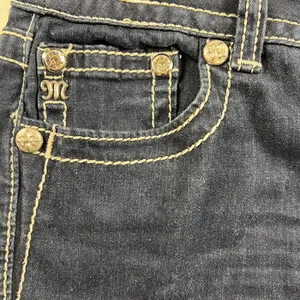 Miss Me Skinny Jeans Dark Wash Embellished Flap Pockets Thick Stitching Size 30 thumbnail 6