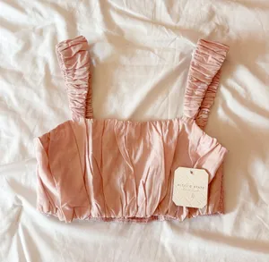 Light Pink Ruched Cropped Tank Top Size XS thumbnail 1