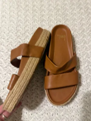 Beek Twinspot Platform Leather Sandals Tan Brown Women's Size 8 slides thumbnail 3