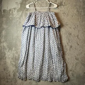 Polo Ralph Lauren Blue White Ruffle‎ Shoulder Strap Pom Pom Dress 10 New thumbnail 3