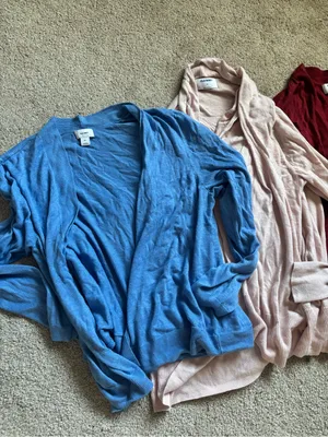 Bundle of 3 Old Navy Plus Size Maroon, Blue, Pink Open-Front Cardigans thumbnail 3