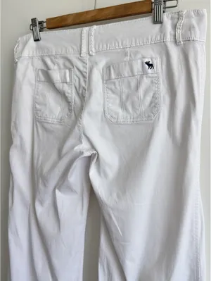 Abercrombie & Fitch White Bootcut Pants Low Rise Front Patch Pocket Women’s 6 thumbnail 6