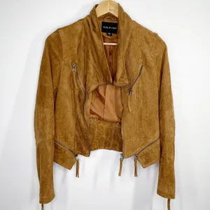 Solemio Brown Faux Suede Full Zip Long Sleeve Jacket Woman Small Country Western thumbnail 2