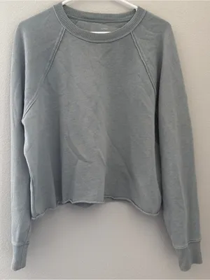 Aerie Cropped Crew Neck Sweatshirt Blue thumbnail 4