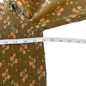Aerie Smocked Bodice‎ Floral Crop Top Blouse Small Cottagecore Boho Chic Forest thumbnail 8