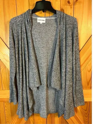 Olive + Oak Waterfall Draped Open Hooded Cardigan Size Small Gray (8106) thumbnail 1