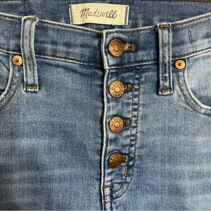 Madewell‎ Cali Demi Boot Jeans Distressed Hem Size 26 Button Fly Stretchy thumbnail 2