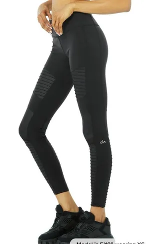 ALO YOGA 7/8 High Waist Black Moto Leggings Size Small thumbnail 1