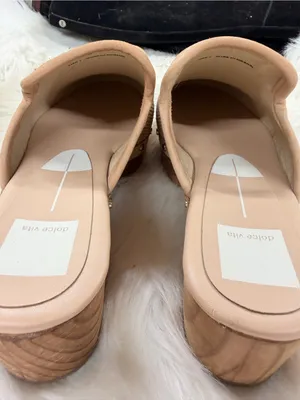 DV DOLCE VITA Closen Nubuck Camel Studded Wooden Heel Clogs Shoes 7 thumbnail 5