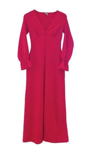 Asos Red Button Down Maxi Dress Sz 4 thumbnail 1