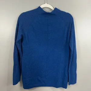 Forte Cashmere Womens Cashmere Mock Turtleneck Long Sleeve Sweater Blue Small thumbnail 4