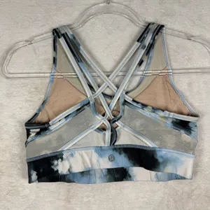 Lululemon‎ Free To Be Wild Sports Bra Size 8 Blue White Abstract Strappy Back thumbnail 2