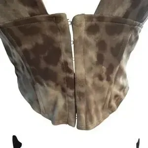 Windsor Love You Knot Halter Corset Crop Top Extra Small Leopard thumbnail 3