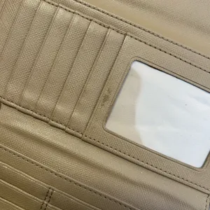 Coach Taupe Leather Flap Wallet Brass Turn Lock Long Bifold Neutral thumbnail 4