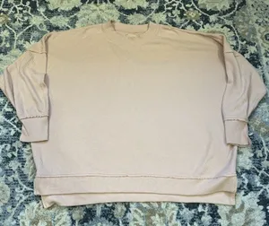 Aerie Oversized Sweatshirt Top Light Pink Textured Long Sleeve Crewneck XL Comfy thumbnail 1