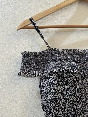 Jonathan Simkhai Women's Floral Off Shoulder Ruffle One Piece Swimsuit Sz Small‎ thumbnail 4