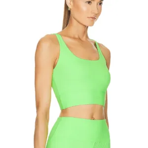 Year of Ours Gym Crop Bra Ribbed Tank‎ Neon Kiwi Green XS thumbnail 3