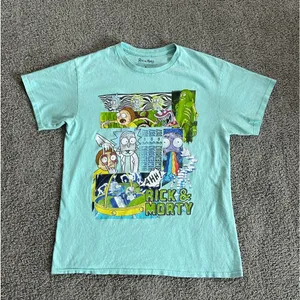 Cartoon Network Rick & Morty Adult Mint Green T-Shirt size Medium thumbnail 3