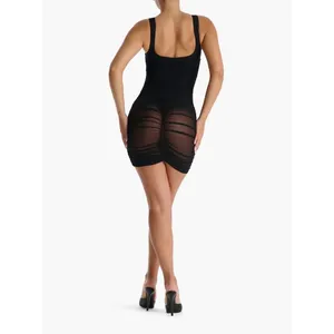 Naked Wardrobe New Women Small Black The Meshed Up Bodysuit Mini Dress Baddie thumbnail 2