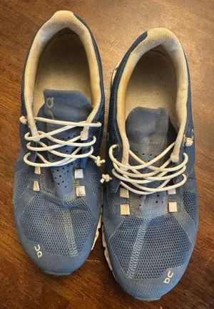 On cloud 5 denim and white running shoes women's 6 thumbnail 1