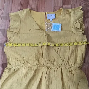 Hayden Mini Dress Womens Large Yellow Ruffle Sleeve Casual Boho Cottagecore NWT thumbnail 4