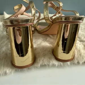 Ribongz Strappy Gold Formal Prom Wedding Shoes thumbnail 7