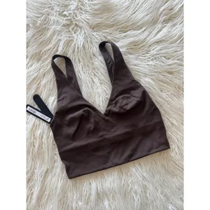 Nike Skims Matte V-Neck Longline Bra Dark Sepia Size XS thumbnail 3