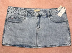 Hollister Limited Edition 25 Years Of Hollister Denim Micro Mini Skort NWT thumbnail 1