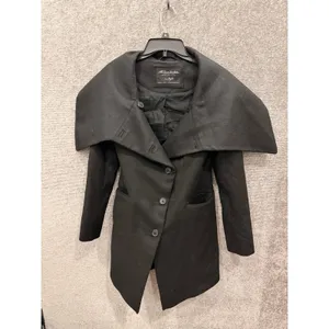 AllSaints Women Coat 8 Black Tepo Wool Oversized Shawl Collar Tailored Jacket thumbnail 3