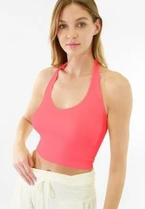 NIKIBIKI New Hot Pink Ribbed Halter Crop Top thumbnail 1