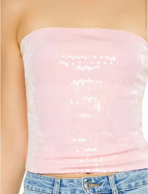 Forever 21 Pink Sequin Tube Top thumbnail 2