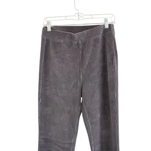Aerie Ribbed Velour Flare‎ Pants Gray High Waisted Leggings Size Medium Cozy thumbnail 2