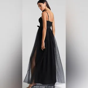 Black Tulle Whimsigoth Romantic Prom Formal Wedding Maxi Dress Evening Gown thumbnail 2