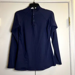 Athleta Blue Fitted Long Sleeve Back zip Top size L thumbnail 4