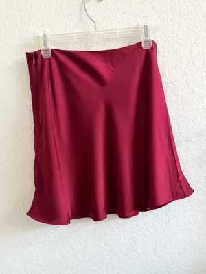Meshki Satin Mini Skirt in Burgundy Red Purple Small S thumbnail 5